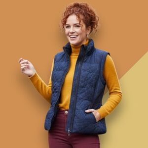 SM Embroidered Quilted Vest With Florals Desigual Blue with High Collar